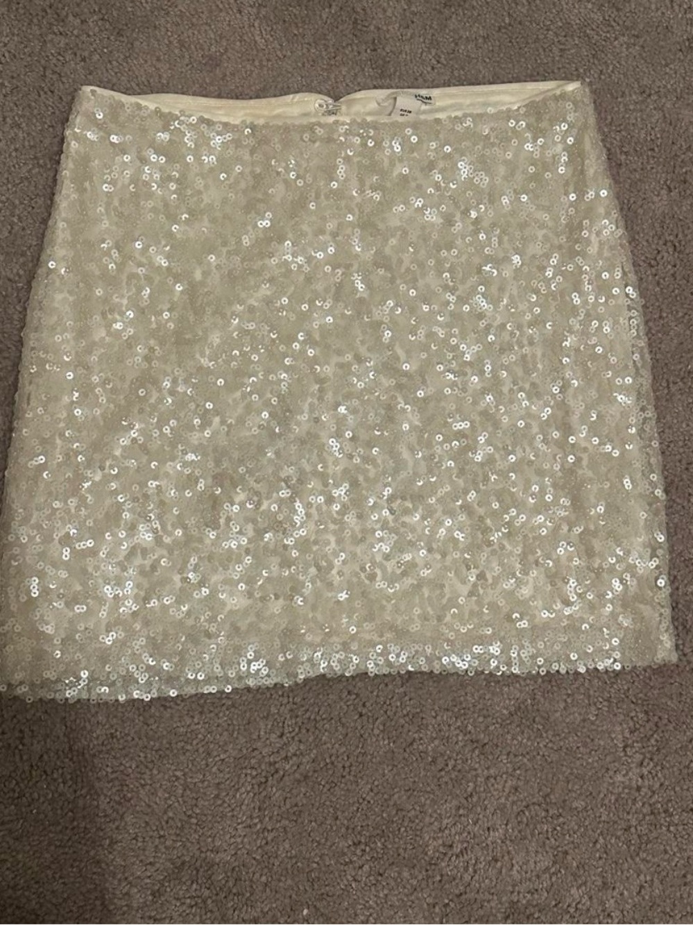 H&M Ivory Sequin Mini Skirt